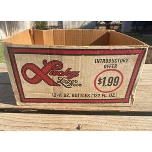 VTG 1962 LUCKY Lager Introductory Offer Beer Carton Box 11oz Stubbies Breweriana